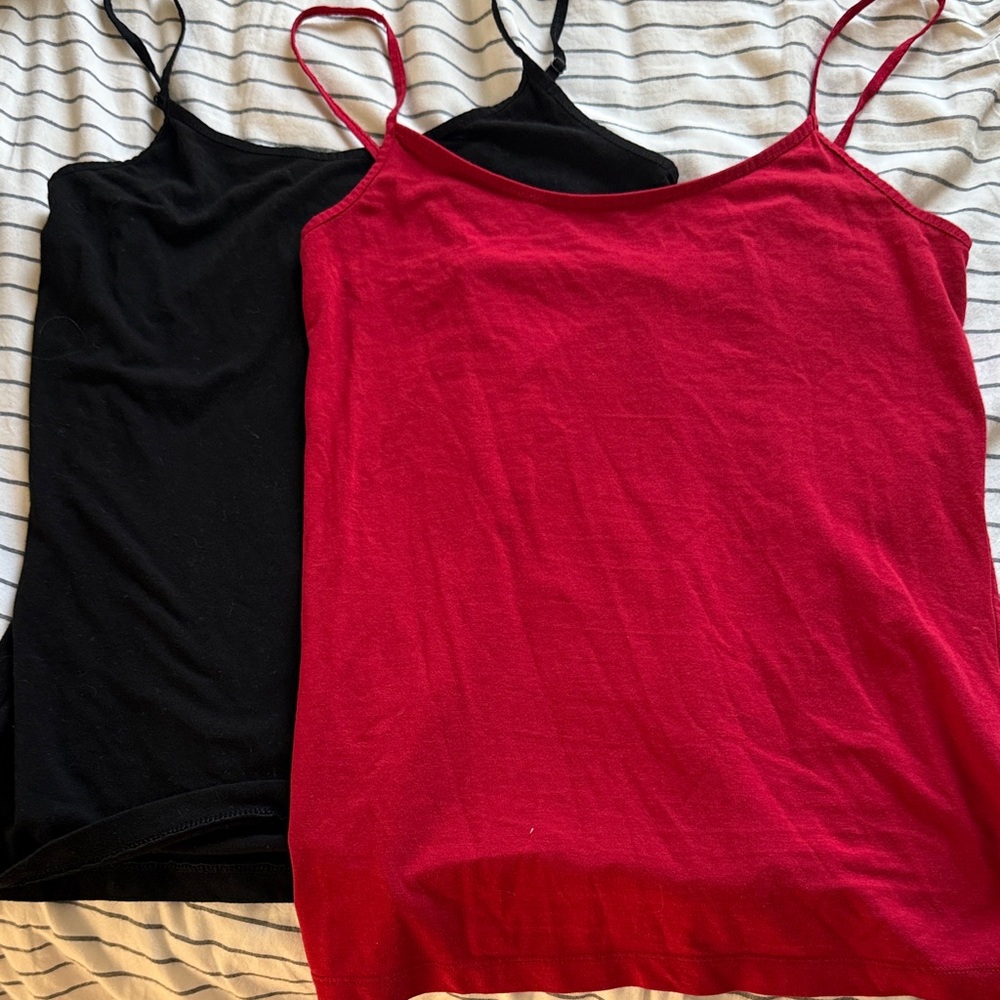 Time and Tru Red and Black Camisoles